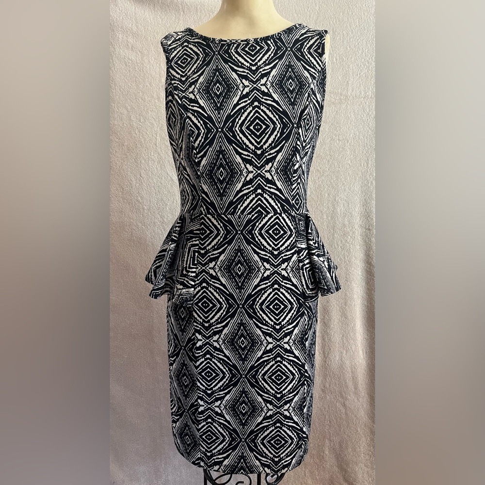 Windsor Black and beige Peplum Sheath Dress